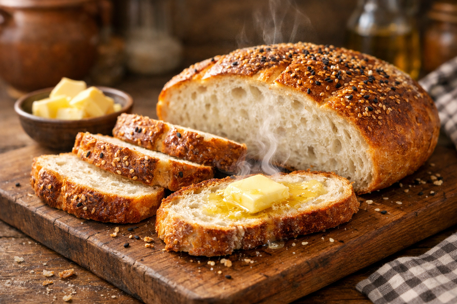 Taze dilimlenmiş köy ekmeği