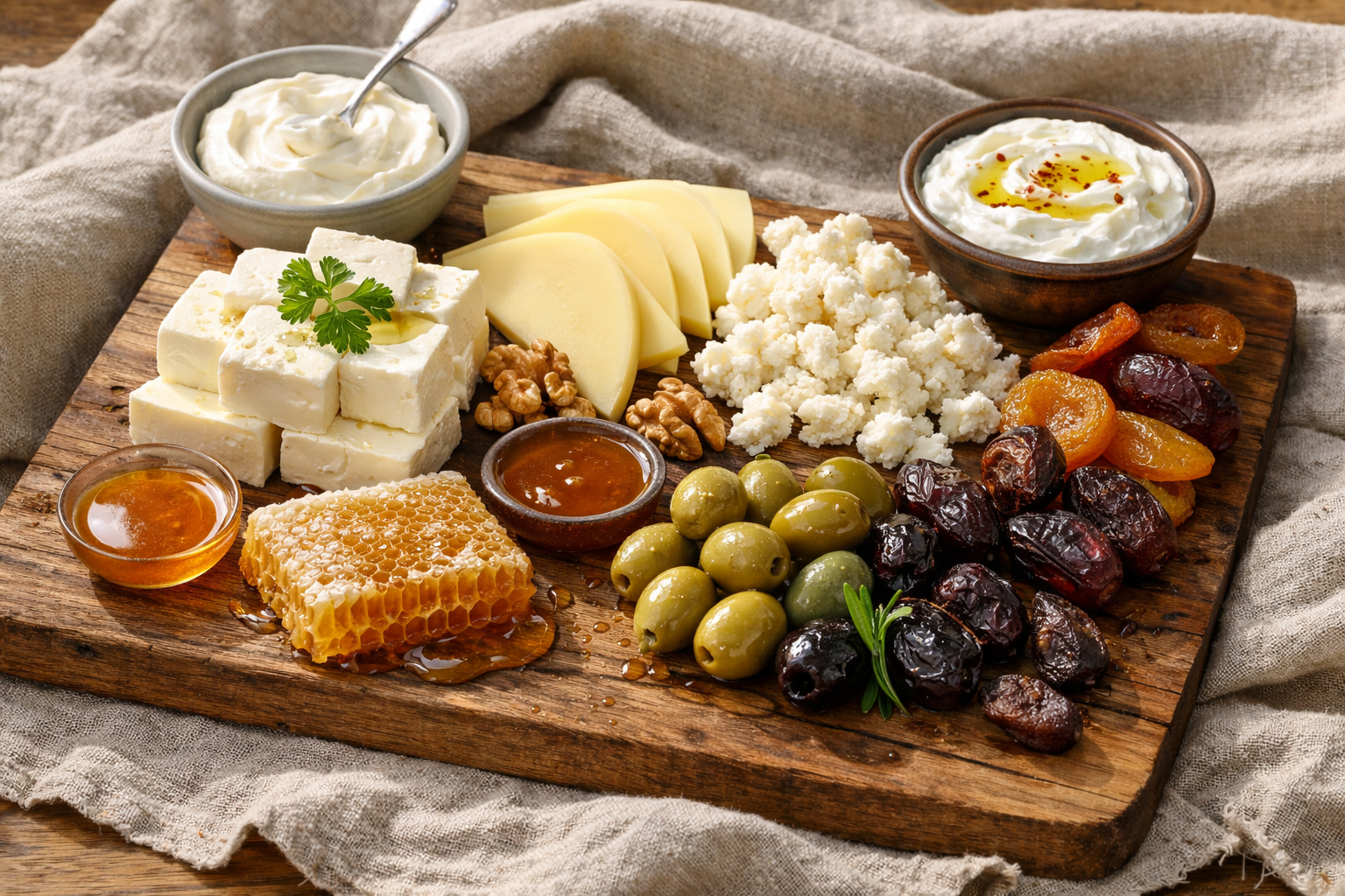 Çeşitli Türk peynirleri tabağı